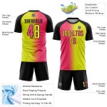 Jersey Neon Gradient Neon Pink-Black Soccer Custom Yellow Fashion Uniform Sublimation