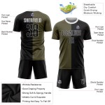 Sublimation Salute Service Fashion To Uniform Jersey Split Olive Custom Soccer Black-White Sublimation Salute Service Fashion To Uniform Jersey Split Olive Custom Soccer Black-White