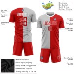Fashion Split Soccer Gray Red-White Custom Jersey Sublimation Uniform Fashion Split Soccer Gray Red-White Custom Jersey Sublimation Uniform