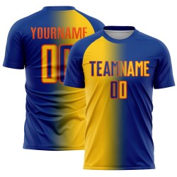 Fashion Gradient Soccer Custom Royal Sublimation Uniform Jersey Yellow-Orange