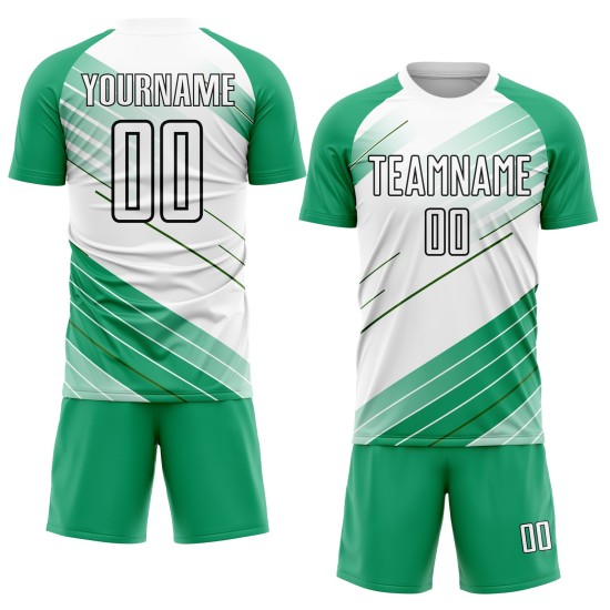 White-Black Kelly Jersey Sublimation Uniform Soccer Custom Green
