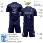 Geometric Shape Jersey Sublimation Soccer Uniform White Navy Custom