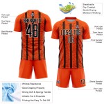 Line Sublimation Stripe Jersey Orange Black-White Soccer Uniform Custom