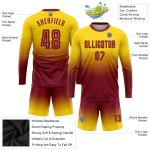 Soccer Jersey Long Fashion Fade Crimson Gold Sublimation Custom Sleeve Uniform Soccer Jersey Long Fashion Fade Crimson Gold Sublimation Custom Sleeve Uniform