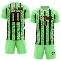 Uniform Stripe Green Jersey Pea Custom Black-Old Soccer Line Sublimation Gold