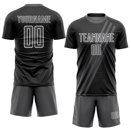 White Soccer Steel Diagonal Custom Jersey Sublimation Lines Gray Uniform