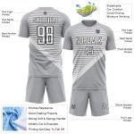 White-Black Jersey Uniform Gray Sublimation Custom Stripes Soccer