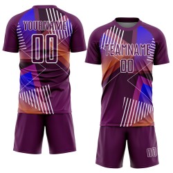 Shapes Jersey Soccer White Purple Sublimation Geometric Uniform Custom