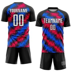 Custom Soccer Black Red-Royal Sublimation Uniform Jersey