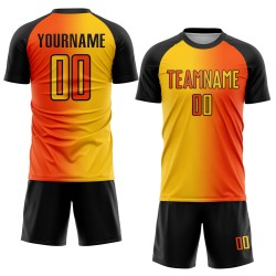 Yellow-Black Soccer Fashion Gradient Uniform Sublimation Orange Custom Jersey