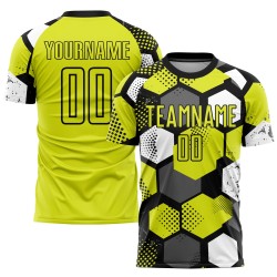 Jersey Yellow Sublimation Uniform Custom Neon Soccer Black-White