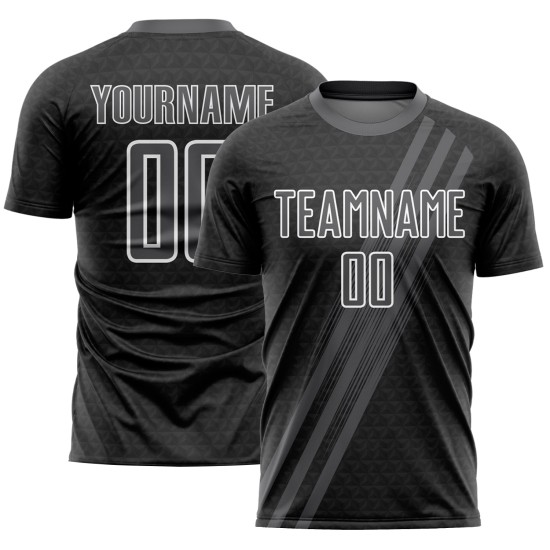 White Soccer Steel Diagonal Custom Jersey Sublimation Lines Gray Uniform