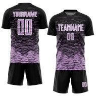 Custom Sublimation Jersey Light Soccer Line Black Purple-White Uniform Custom Sublimation Jersey Light Soccer Line Black Purple-White Uniform