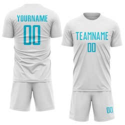 White Soccer Lakes Jersey Sublimation Uniform Custom Blue