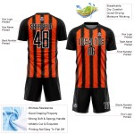 Soccer Sublimation Custom Uniform Line Jersey Black Orange-White Soccer Sublimation Custom Uniform Line Jersey Black Orange-White