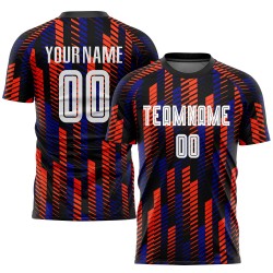 Jersey Soccer Sublimation Black White-Orange Custom Uniform