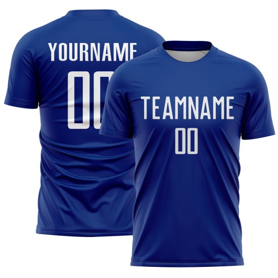 Soccer Uniform Jersey Royal Sublimation Custom White