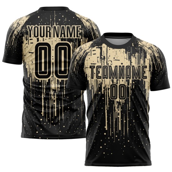 Jersey Sublimation Uniform Cream Black Custom Soccer City