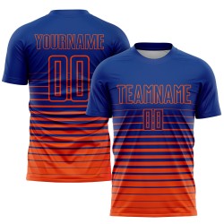 Fade Orange Royal Soccer Jersey Sublimation Fashion Pinstripe Uniform Custom