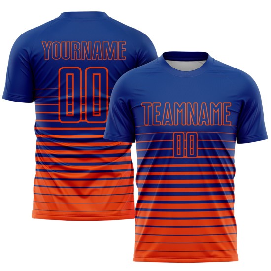 Fade Orange Royal Soccer Jersey Sublimation Fashion Pinstripe Uniform Custom Fade Orange Royal Soccer Jersey Sublimation Fashion Pinstripe Uniform Custom