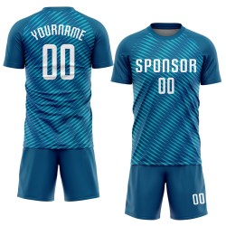 Sublimation Uniform Custom Jersey White Soccer Teal