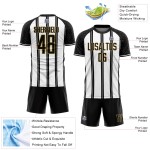 Line White-Old Black Custom Jersey Uniform Soccer Gold Sublimation Line White-Old Black Custom Jersey Uniform Soccer Gold Sublimation