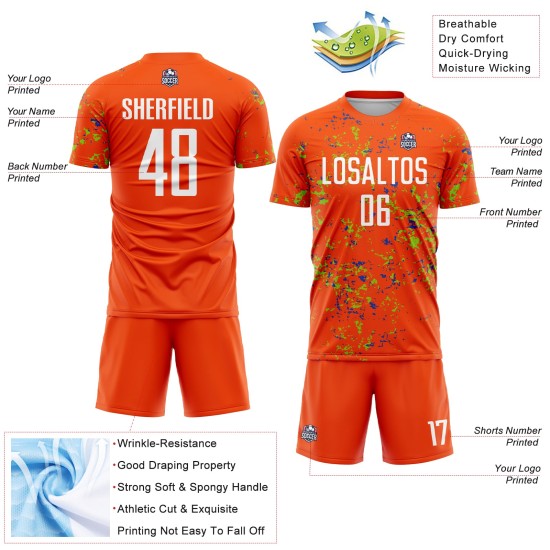 Blue Neon Art Uniform Fragment Abstract Orange Jersey Sublimation Soccer Green-Thunder Custom