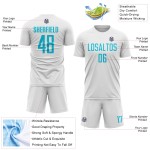 White Soccer Lakes Jersey Sublimation Uniform Custom Blue