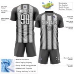 Uniform Gray Jersey Ethnic Steel White-Black Soccer Stripes Custom Sublimation Uniform Gray Jersey Ethnic Steel White-Black Soccer Stripes Custom Sublimation