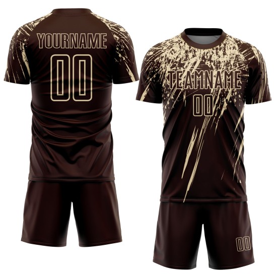 Uniform Jersey Soccer Custom Cream Brown Sublimation Uniform Jersey Soccer Custom Cream Brown Sublimation
