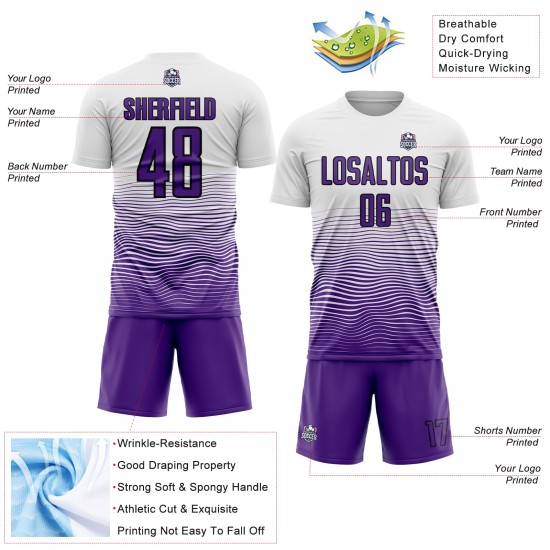 Line Uniform Soccer Gradient Purple-Black Jersey Custom Sublimation White