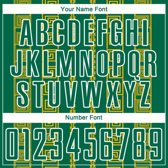 Sublimation Gold-White Shape Jersey Geometric Soccer Uniform Custom Kelly Green