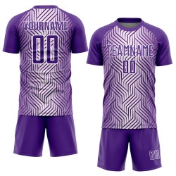 Purple Soccer Uniform Sublimation White Jersey Custom Lines