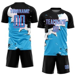 Sublimation Jersey Sky Spalsh Blue-Pink Uniform Custom Soccer Black