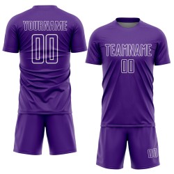 Custom Geometric Uniform White Shape Soccer Jersey Purple Sublimation