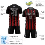 Uniform Soccer Red-White Sublimation Jersey Custom Geometric Black Shape