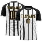Line White-Old Black Custom Jersey Uniform Soccer Gold Sublimation Line White-Old Black Custom Jersey Uniform Soccer Gold Sublimation