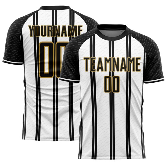 Line White-Old Black Custom Jersey Uniform Soccer Gold Sublimation Line White-Old Black Custom Jersey Uniform Soccer Gold Sublimation