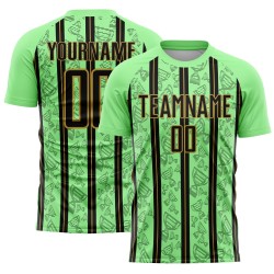 Uniform Stripe Green Jersey Pea Custom Black-Old Soccer Line Sublimation Gold