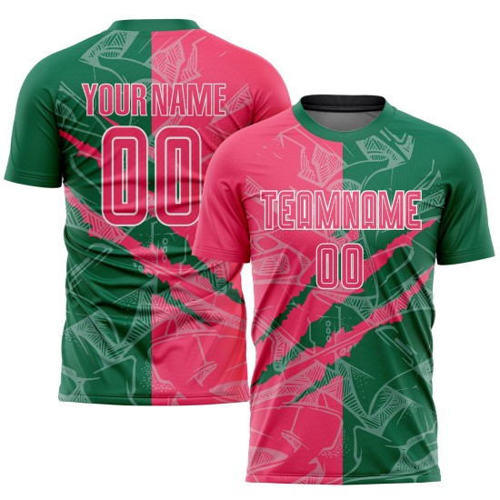 Pattern Soccer Uniform Pink-Kelly Scratch Green Sublimation Jersey Neon Custom Graffiti Pattern Soccer Uniform Pink-Kelly Scratch Green Sublimation Jersey Neon Custom Graffiti