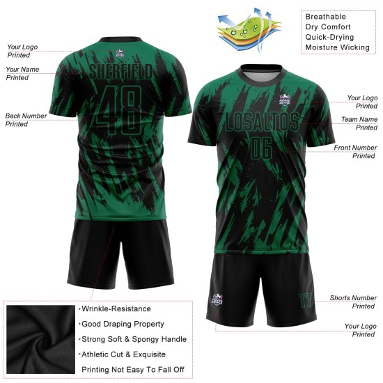 Soccer Sublimation Uniform Green Kelly Jersey Custom Black