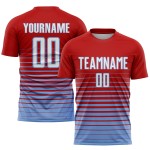 Pinstripe Red Custom Uniform Sublimation Jersey Fade Fashion Blue Soccer White-Light Pinstripe Red Custom Uniform Sublimation Jersey Fade Fashion Blue Soccer White-Light