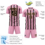 Uniform Stripe Soccer Light Sublimation Custom Jersey Gold Line Pink Black-Old
