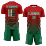 Kelly Jersey Soccer Green-White Gradient Custom Red Line Uniform Sublimation Kelly Jersey Soccer Green-White Gradient Custom Red Line Uniform Sublimation