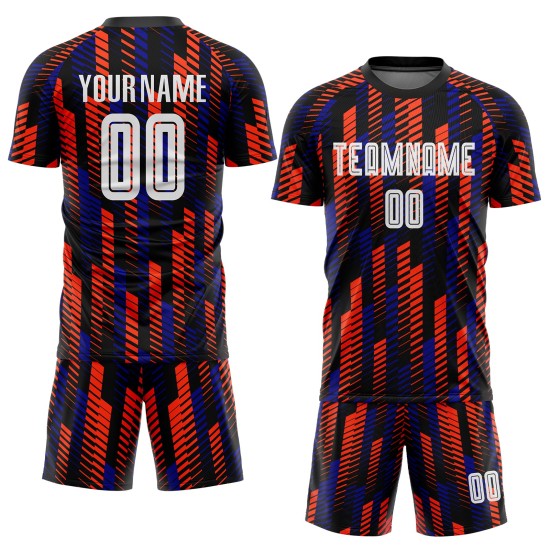 Jersey Soccer Sublimation Black White-Orange Custom Uniform