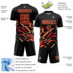Jersey Black Gold Uniform Custom Sublimation Red-Old Soccer Lines Jersey Black Gold Uniform Custom Sublimation Red-Old Soccer Lines