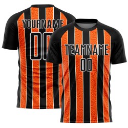 Jersey Soccer Sublimation Custom Black Uniform Orange-White Line