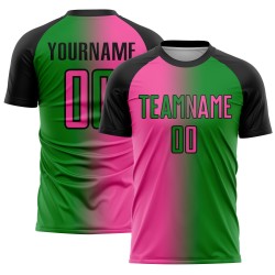 Sublimation Gradient Fashion Jersey Pink-Black Custom Soccer Grass Green Uniform