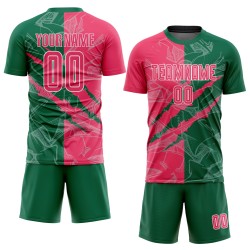 Pattern Soccer Uniform Pink-Kelly Scratch Green Sublimation Jersey Neon Custom Graffiti