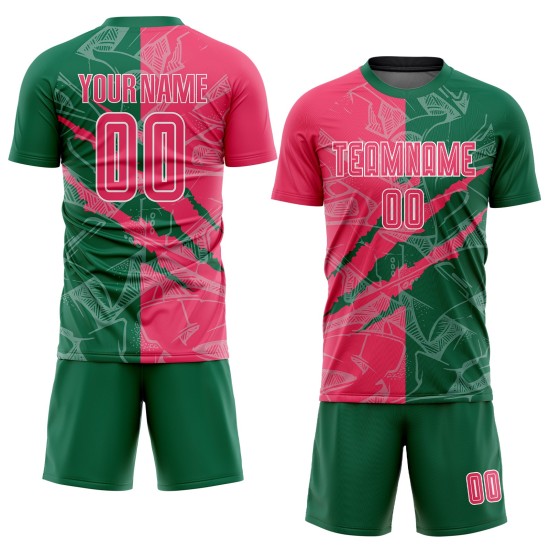 Pattern Soccer Uniform Pink-Kelly Scratch Green Sublimation Jersey Neon Custom Graffiti Pattern Soccer Uniform Pink-Kelly Scratch Green Sublimation Jersey Neon Custom Graffiti